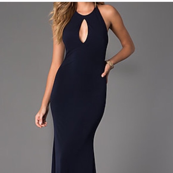Jovani navy open back gown - Picture 2 of 3